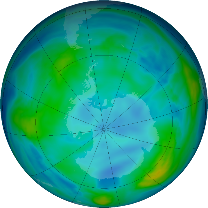 Antarctic ozone map for 20 May 2007